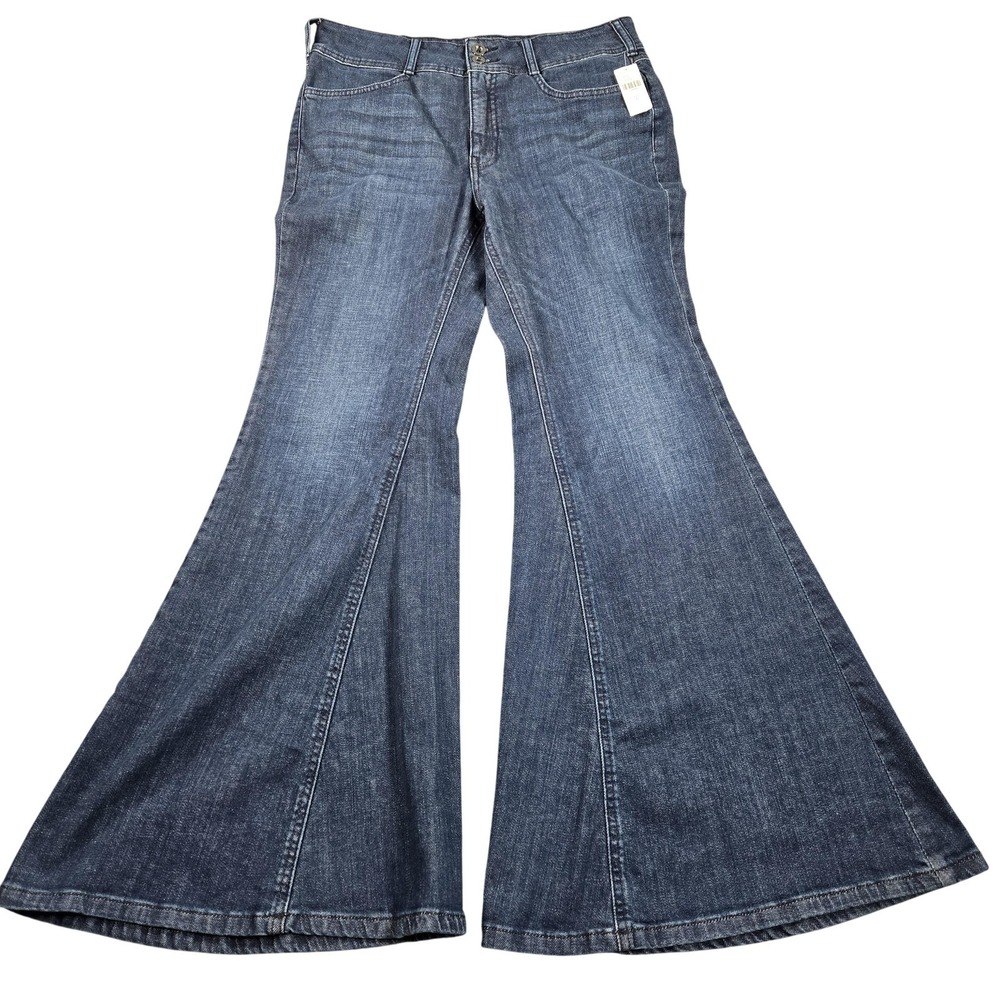 Pilcro Jeans Womens 31 Blue Med Wash Mid Rise Wide Flare 31x31 Anthropologie